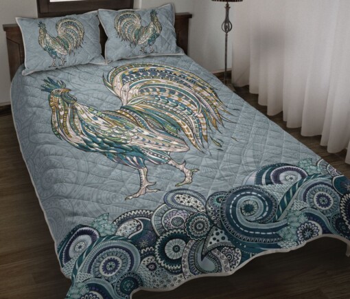 Chicken Seamless Flower Retro Quilt Bedding Set