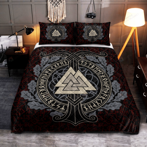 Ship Valknut Viking Quilt Bedding Set