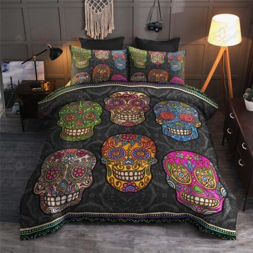 Sugar Skull Bedding Set Bed Sheets Spread Comforter Duvet Cover Bedding Sets