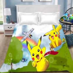 Anime-Cartoon-Pokemon-Pikachu-Children-Bedding-Set-3