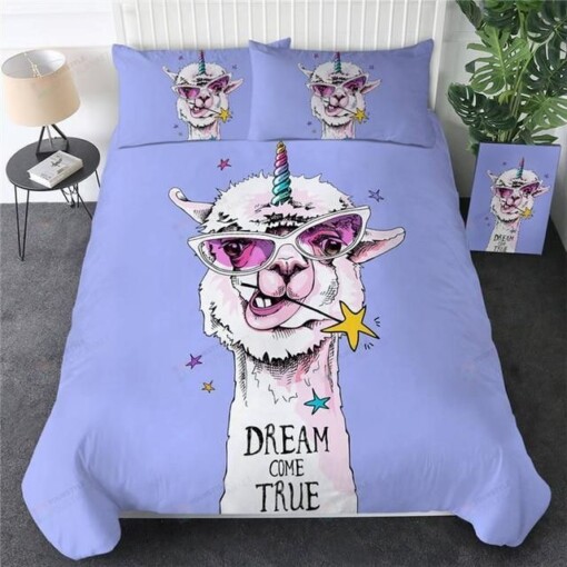 Llama Dream Come True Purple Bedding Set Bed Sheet Spread Comforter Duvet Cover Bedding Sets