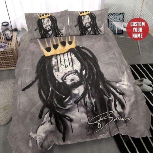 Black King Art Personalized Custom Name Duvet Cover Bedding Set