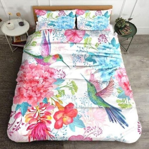 Hummingbird Flower Bedding Set Bed Sheets Spread Comforter Duvet Cover Bedding Sets