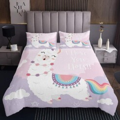 Lovely Alpaca I Love You Lots Bedding Set Bed Sheets Spread Comforter Duvet Cover Bedding Sets