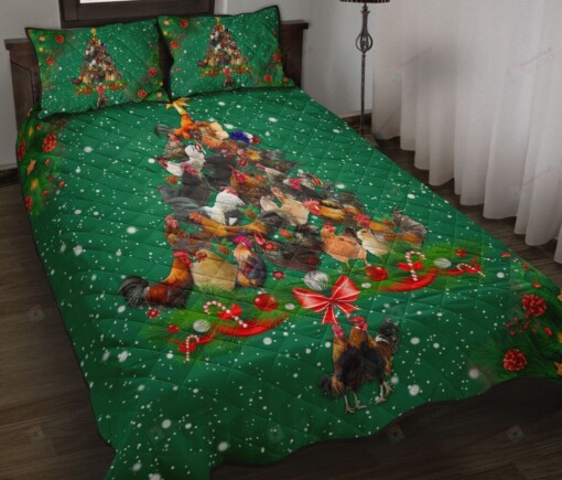 Chicken Christmas Style Quilt Bedding Set