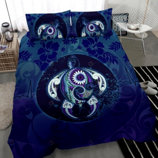 Maori Turtle Ocean Heartbeat Bed Sheets Duvet Cover Bedding Set
