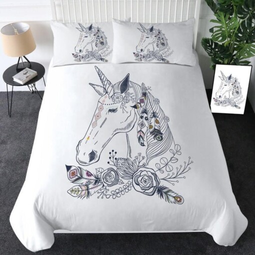 Horse Unicorn Drawing Bedding Set Bed Sheets Spread Comforter Duvet Cover Bedding Sets