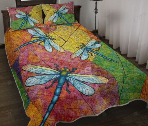 Dragonfly Leaf Color Quilt Bedding Set