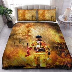 God Bless Our Firefighter Quilt Bedding Set