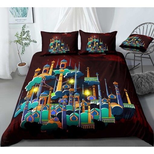 Muslim Palace Drawing Bedding Set Bed Sheets Spread Comforter Duvet Cover Bedding Sets