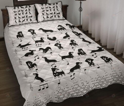 Dachshund Music Sheet Quilt Bedding Set Cotton Bed Sheets Spread Comforter Duvet Cover Bedding Sets