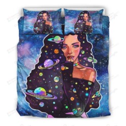 Gorgeous Galaxy Black Girl Bedding Set Bed Sheets Spread Comforter Duvet Cover Bedding Sets