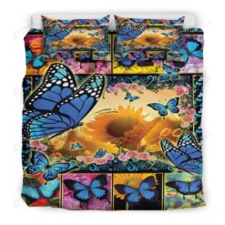 Butterfly Sunflower Bedding Set Cotton Bed Sheets Spread Comforter Duvet Cover Bedding Sets