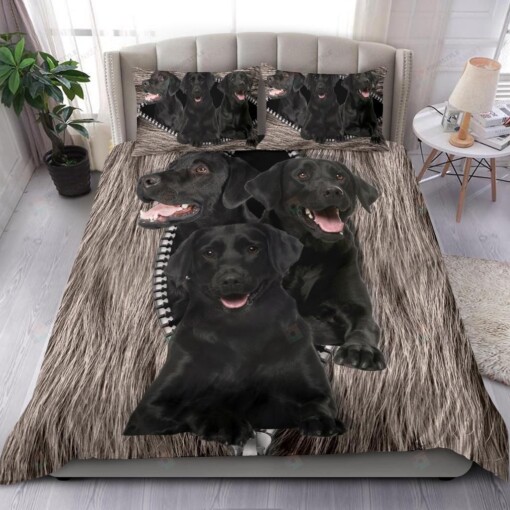 Black Labrador Zipper Bedding Set Bed Sheets Spread Comforter Duvet Cover Bedding Sets