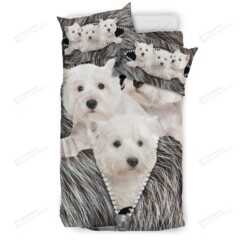 Westie Dogs And Zipper Bedding Set Cotton Bed Sheets Spread Comforter Duvet Cover Bedding Sets