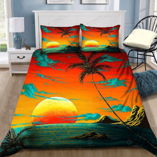 Beach Sunset Bedding Set Bed Sheets Spread Comforter Duvet Cover Bedding Sets