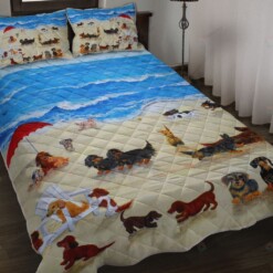 Dachshund In Beach Quilt Bedding Set