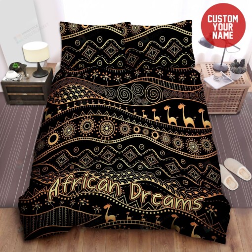 Gold African Personalized Custom Duvet Cover Bedding Set With Name