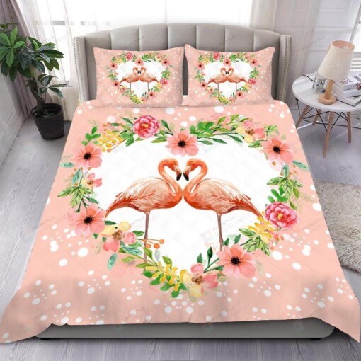 Lovely Couple Flamingo Bedding Set Bed Sheets Spread Comforter Duvet Cover Bedding Sets