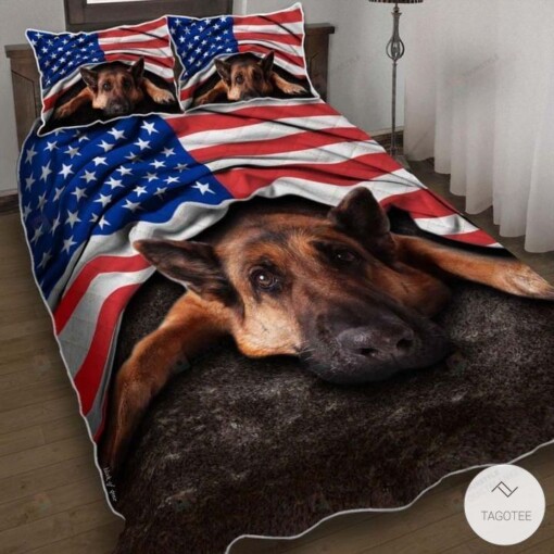 German Shepherd American Flag Quilt Bedding Sets Bed Sheets Duvet Cover Bedding Sets