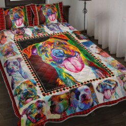 Pitbull Dog Color Painting Hd Art Quilt Bedding Set