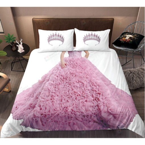 Crown And Beautiful Pink Skirt Bedding Set Cotton Bed Sheets Spread Comforter Duvet Cover Bedding Sets