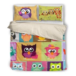 Owl Cotton Bed Sheets Spread Comforter Duvet Cover Bedding Sets