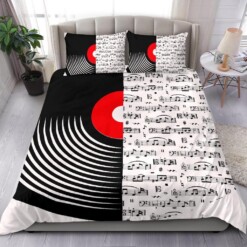 Vinyl Music Notes Duvet Cover Bedding Set