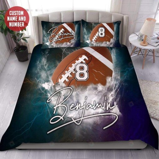 Thunder Football Personalized Custom Name Duvet Cover Bedding Set