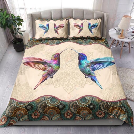 Hummingbird And Mandala Pattern Bedding Set Bed Sheets Spread Comforter Duvet Cover Bedding Sets