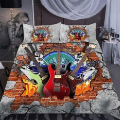 Electric Guitar Graffiti Duvet Cover Bedding Set