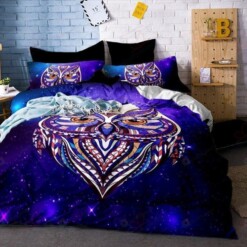 Owl Galaxy Bedding Set TGJ17588Cotton Bed Sheets Spread Comforter Duvet Cover Bedding Sets