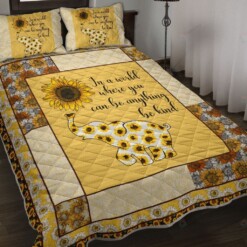 Elephant Sunflower Yellow Pattern Quilt Bedding Set
