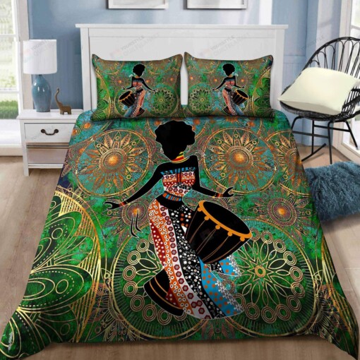 African Girl Plays Drum Bedding Set Cotton Bed Sheets Spread Comforter Duvet Cover Bedding Sets