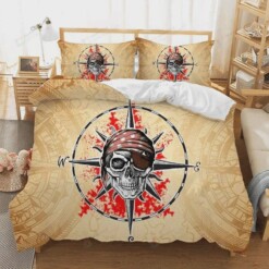 Skull Pirate Compass Bedding Cotton Bed Sheets Spread Comforter Duvet Cover Bedding Sets