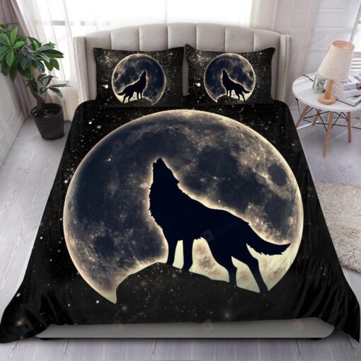 Wolf In The Moon Bedding Set Bed Sheets Spread Comforter Duvet Cover Bedding Sets