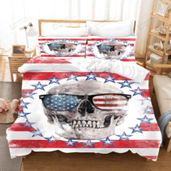 Skull America Bedding Set Cotton Bed Sheets Spread Comforter Duvet Cover Bedding Sets