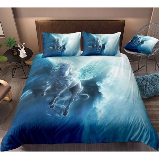 White Horse Flying Bedding Set Bed Sheets Spread Comforter Duvet Cover Bedding Sets
