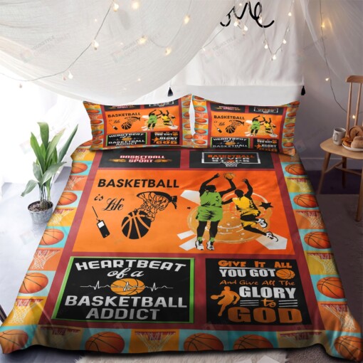 Basketball Heartbeat Of A Basketball Addict Bedding Set Bed Sheets Spread Comforter Duvet Cover Bedding Sets