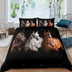 Horses Black Bedding Set Bed Sheet Spread Comforter Duvet Cover Bedding Sets