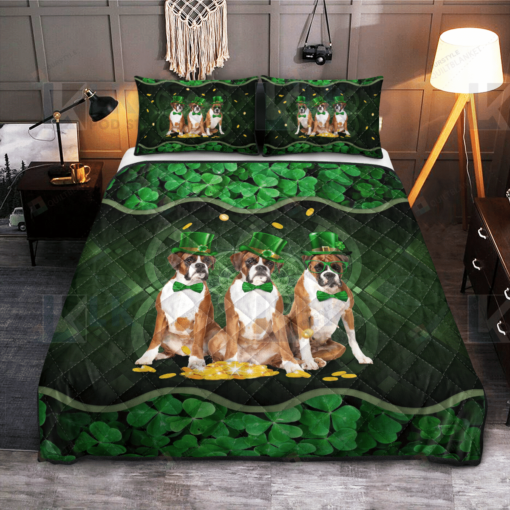 Boxer Shamrock Quilt Bedding Set