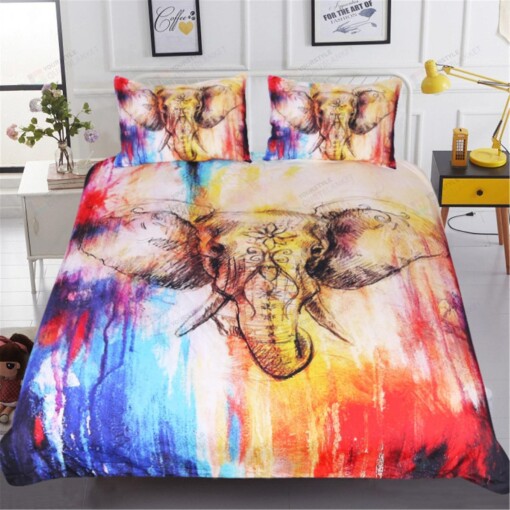 Elephant Bedding Set Colorful Duvet Cover Bedding Set (Duvet Cover & Pillow Cases)