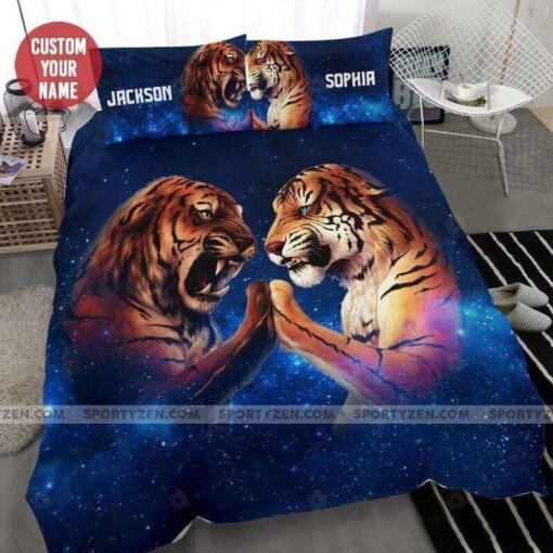 Tiger Heart Shape Personalized Custom Name Duvet Cover Bedding Set