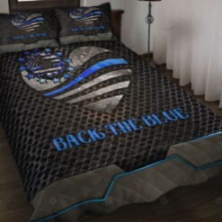 Back The Blue Quilt Bedding Set