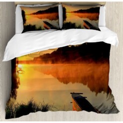 River Landscape Bedding Set Cotton Bed Sheets Spread Comforter Duvet Cover Bedding Sets