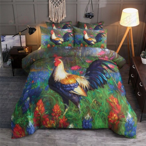 Rooster In The Flower Garden Bedding Set Bed Sheets Spread Comforter Duvet Cover Bedding Sets