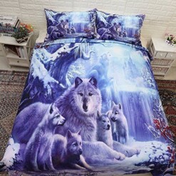 Ice Wolf Family Bedding Set Bed Sheets Spread Comforter Duvet Cover Bedding Sets