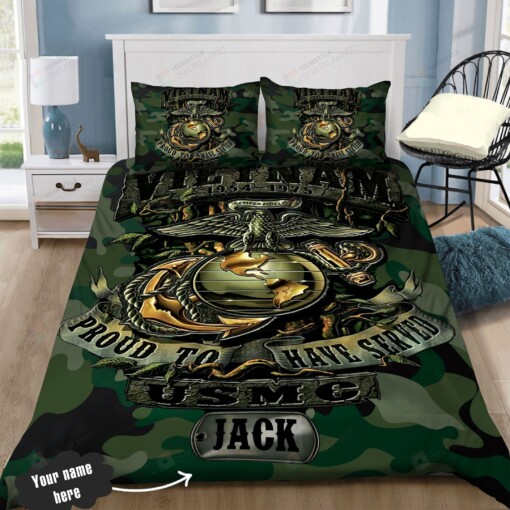 Personalized Us Marine Corps Proud To Have Served Bedding Set Bed Sheets Spread Comforter Duvet Cover Bedding Sets