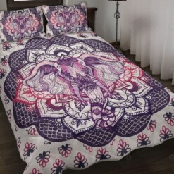 Lucky Elephant Purple Mandala Quilt Bedding Set