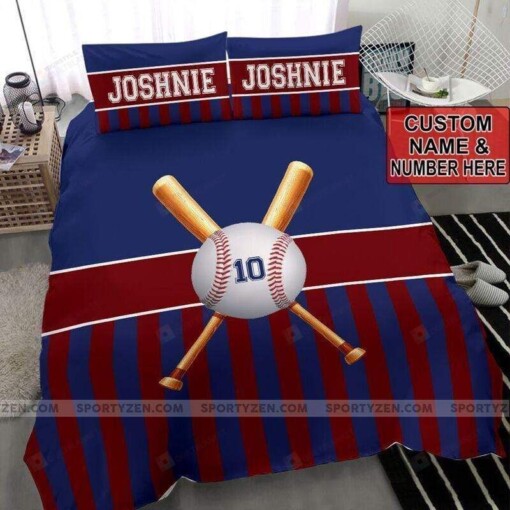 Baseball Symbol Custom Duvet Cover Bedding Set With Your Name